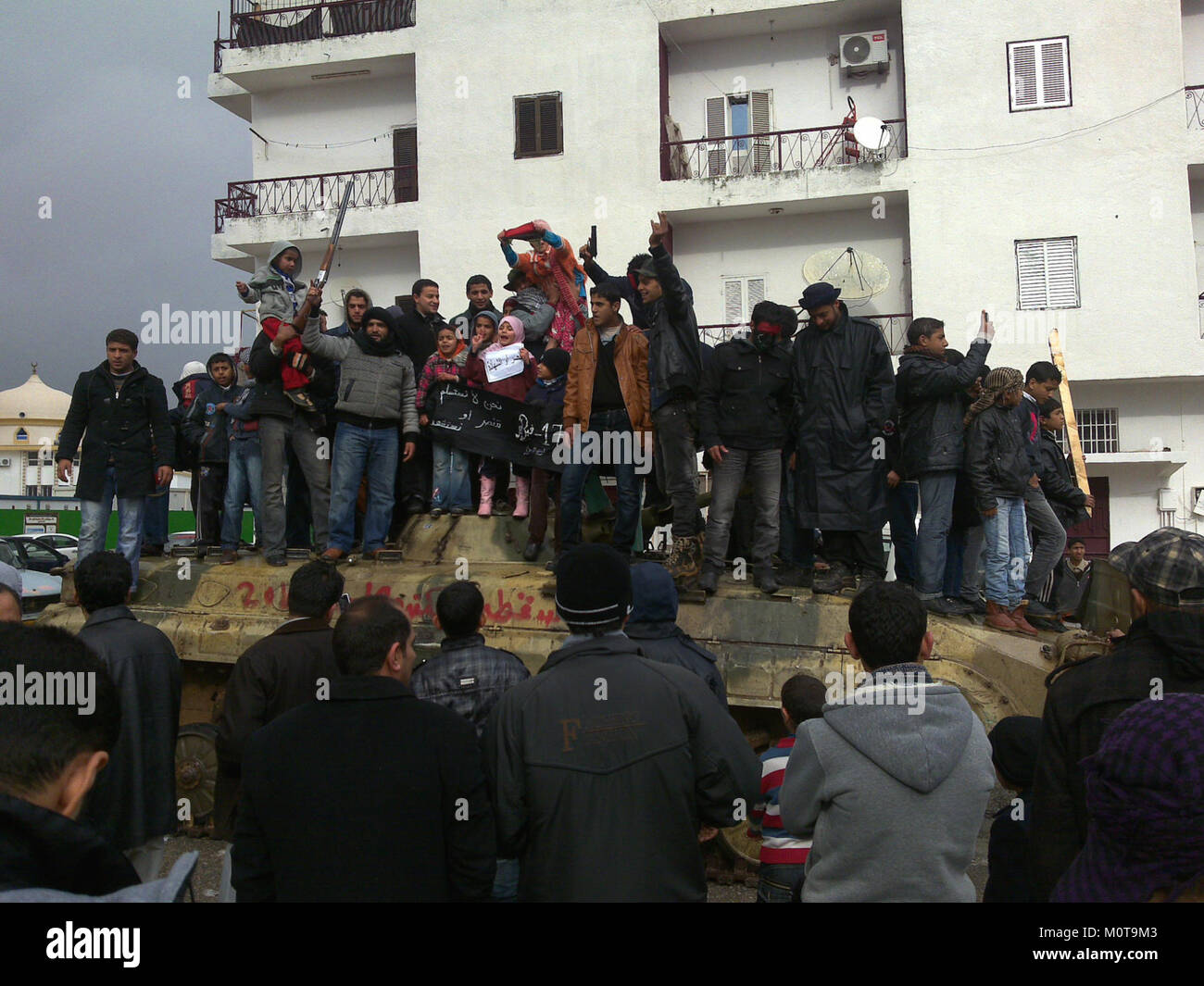 Célébrer les rebelles (Al Bayda, Libia, 2011-02-25) Banque D'Images