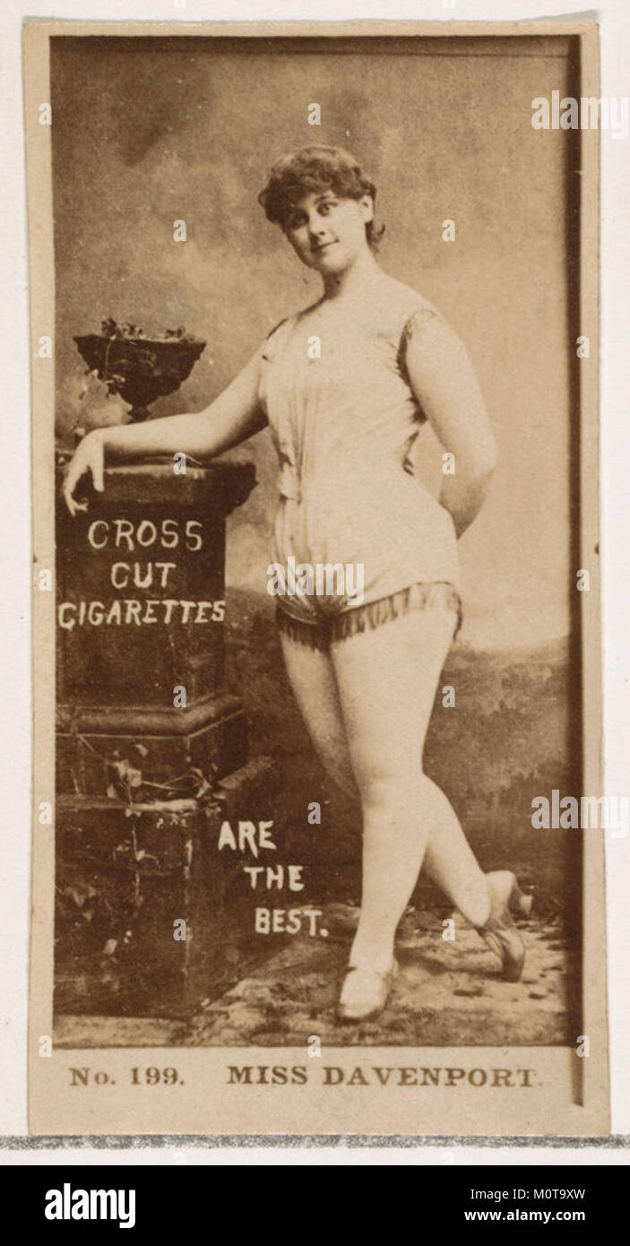 La carte numéro 199 présente Fanny Davenport de la série Actors and Actress (N145-2), émise par Duke sons & Co au début du XXe siècle pour promouvoir les cigarettes Cross Cut. Cette carte à collectionner capture l'actrice dans sa prime. Banque D'Images