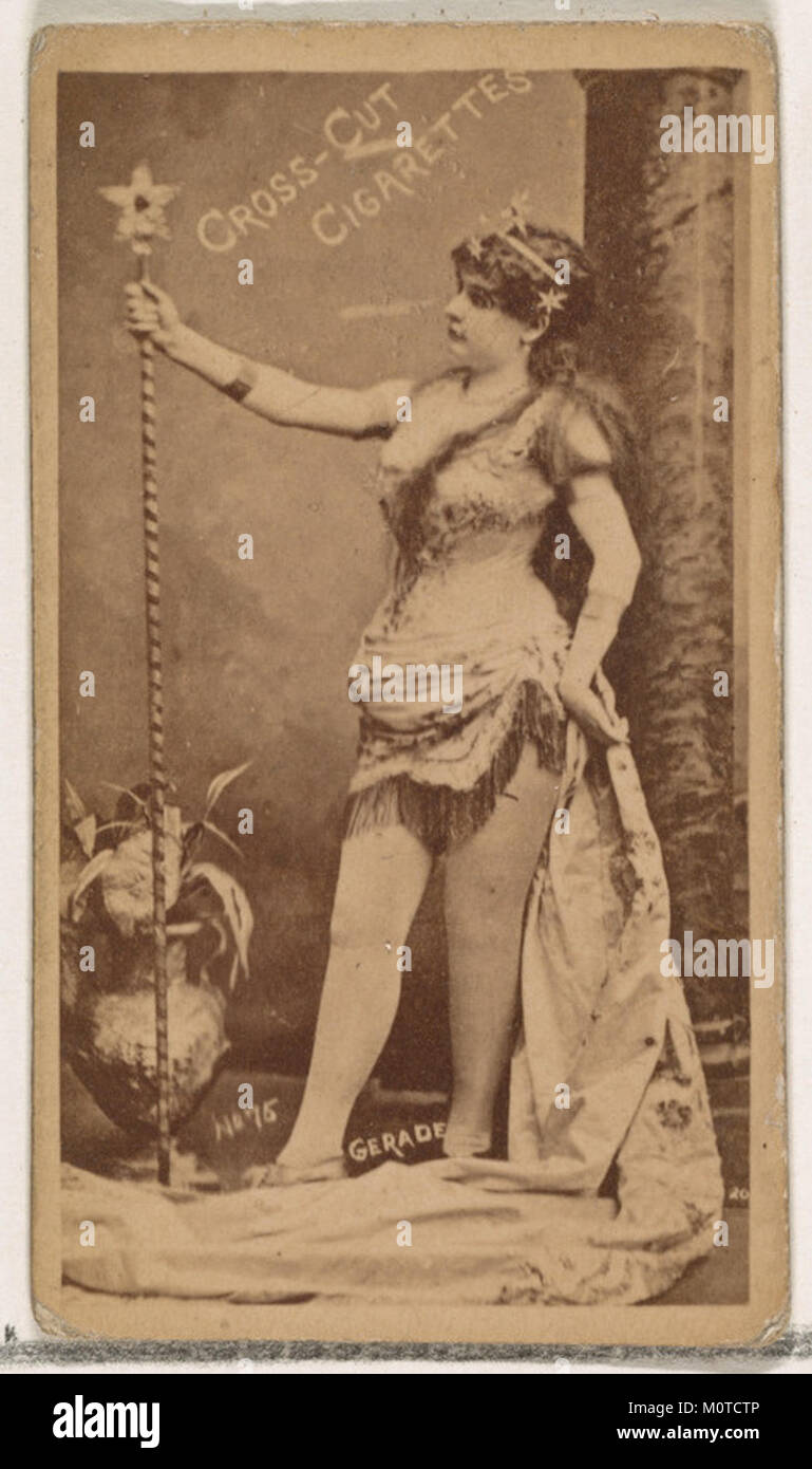 Carte numéro 75 de la série Actors and Actress, émise par Duke sons & Co au début du XXe siècle pour promouvoir les cigarettes Cross Cut. La carte représente un portrait de l'acteur Gerade, qui fait partie d'un ensemble de collection. Banque D'Images