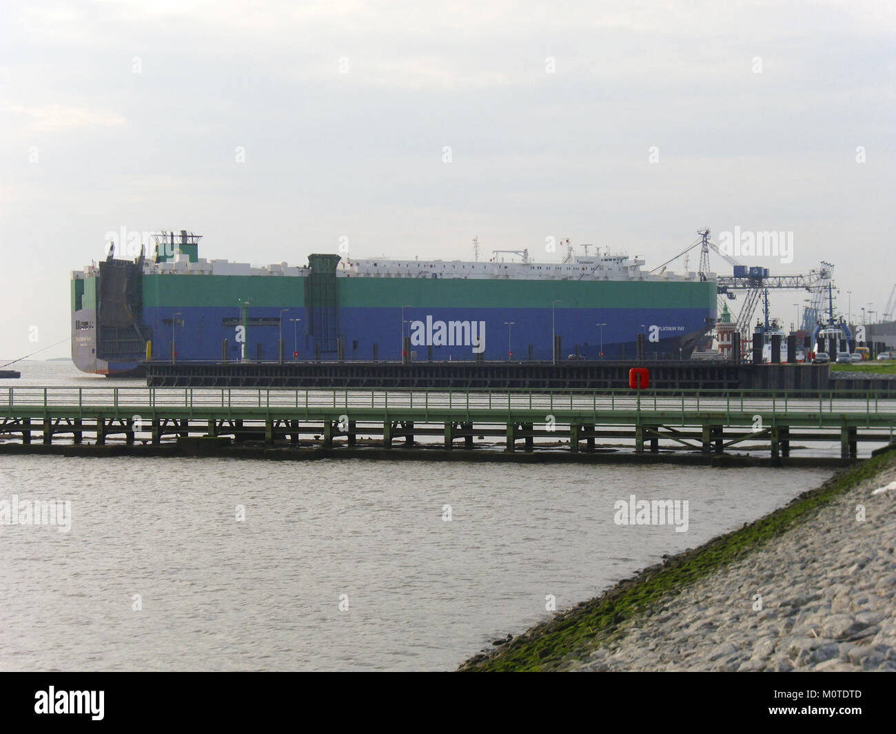Le Platinum Ray est un navire porte-voitures utilisé pour transporter des automobiles à travers les mers. Il fait partie de l'industrie maritime mondiale, conçue pour le transport efficace de véhicules. Banque D'Images