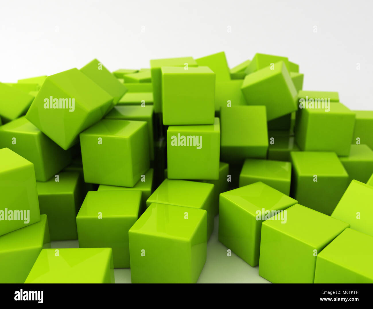 Blocs de construction vert sur fond blanc Banque D'Images