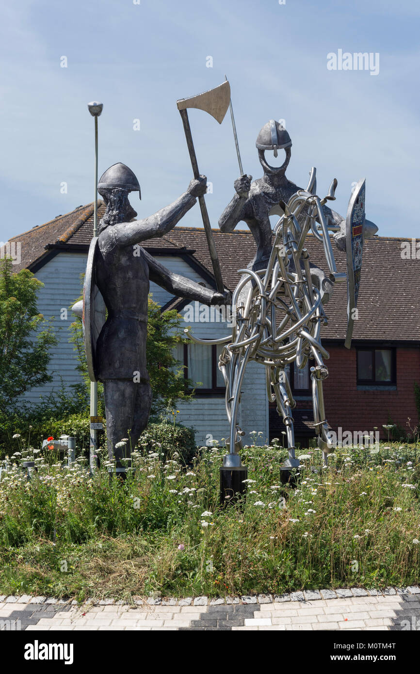 1066 Sculpture, High Street, Battle, East Sussex, Angleterre, Royaume-Uni Banque D'Images