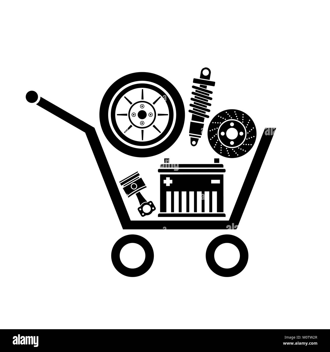 Logo magasin pièce de rechange voiture Banque d'images noir et blanc