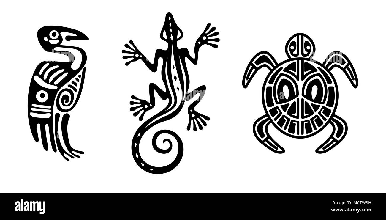 Éléments de conception indienne sous la forme d'animaux : Reed, tortue, Heron Illustration de Vecteur