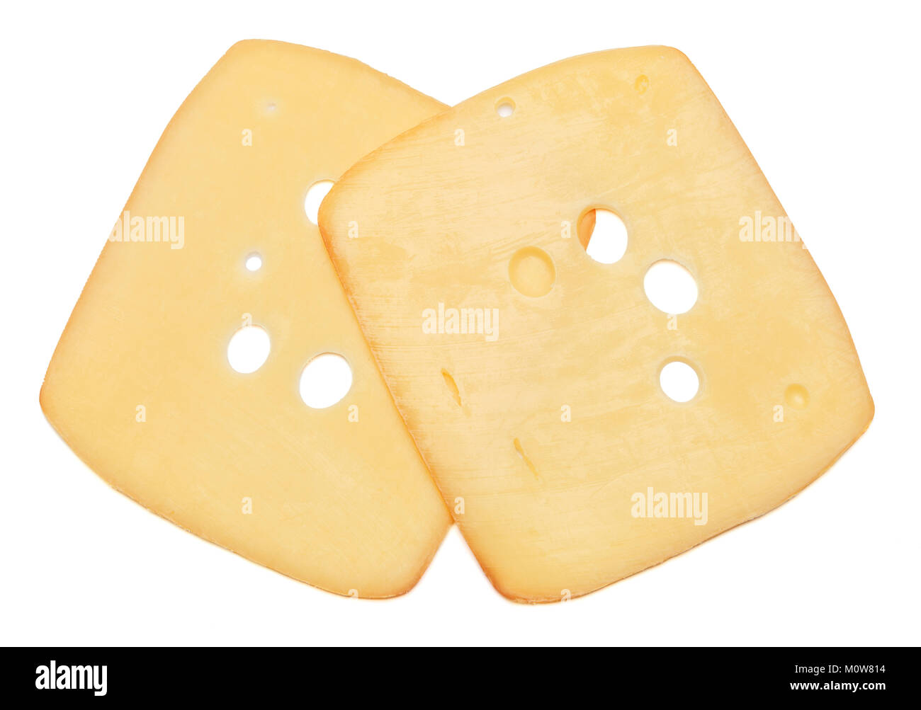 Le fromage Suisse ou cheddar sur fond blanc Banque D'Images