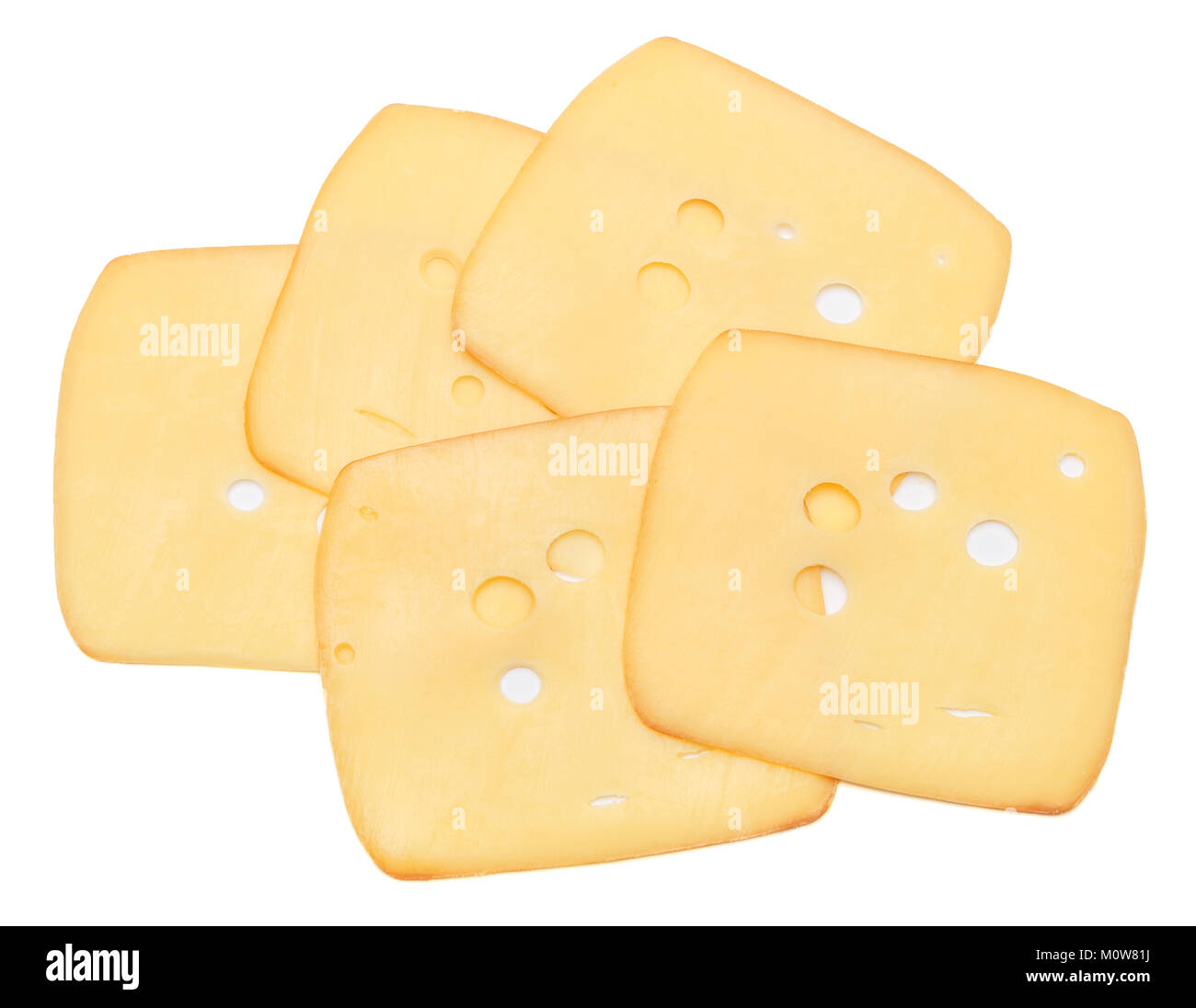 Le fromage Suisse ou cheddar sur fond blanc Banque D'Images