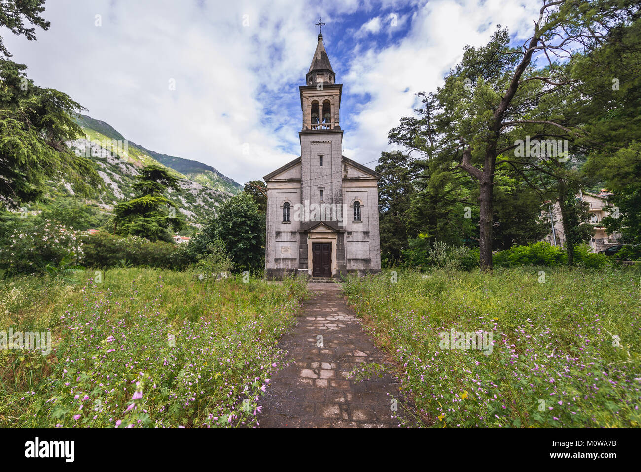 Église Notre Dame de la neige en Skaljari, petite ville située dans la municipalité de Kotor au Monténégro Banque D'Images