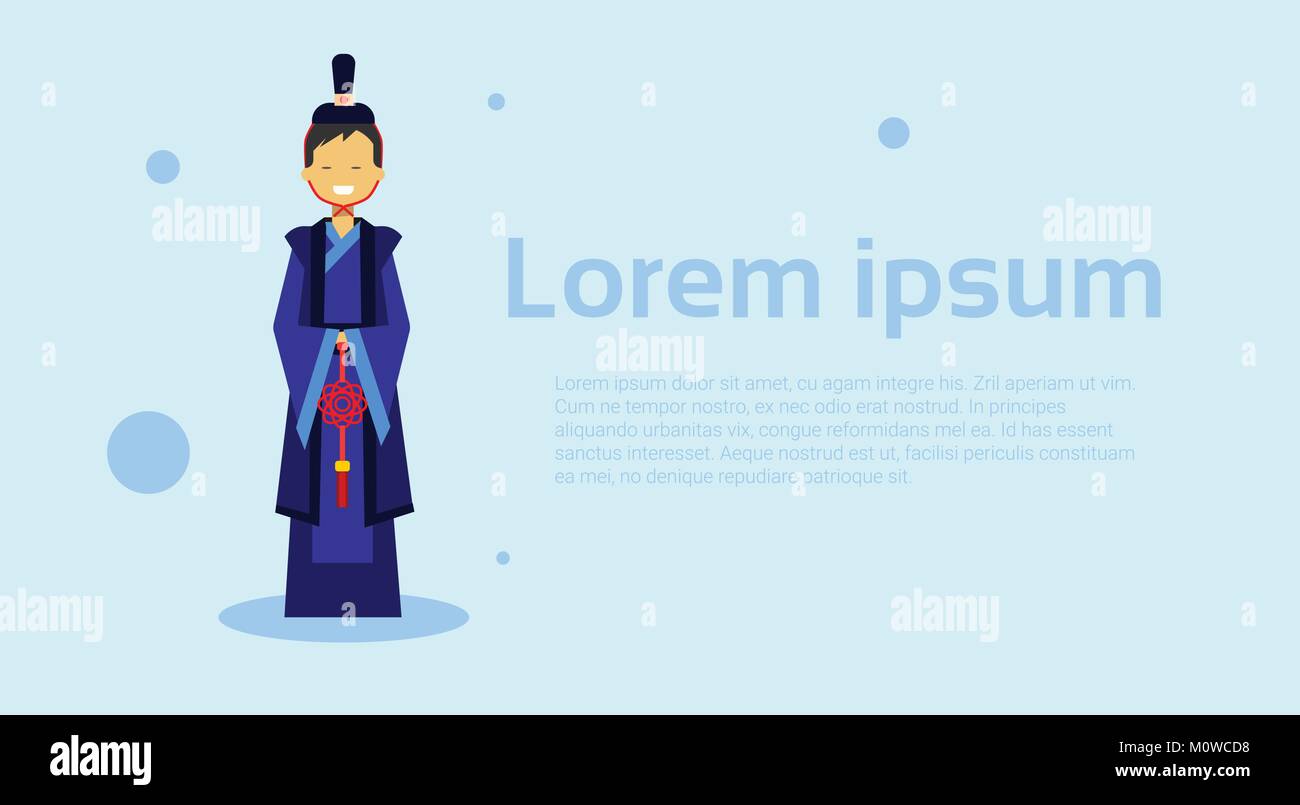 Femme asiatique en plus de vêtements traditionnels mongols fond Modèle With Copy Space Illustration de Vecteur