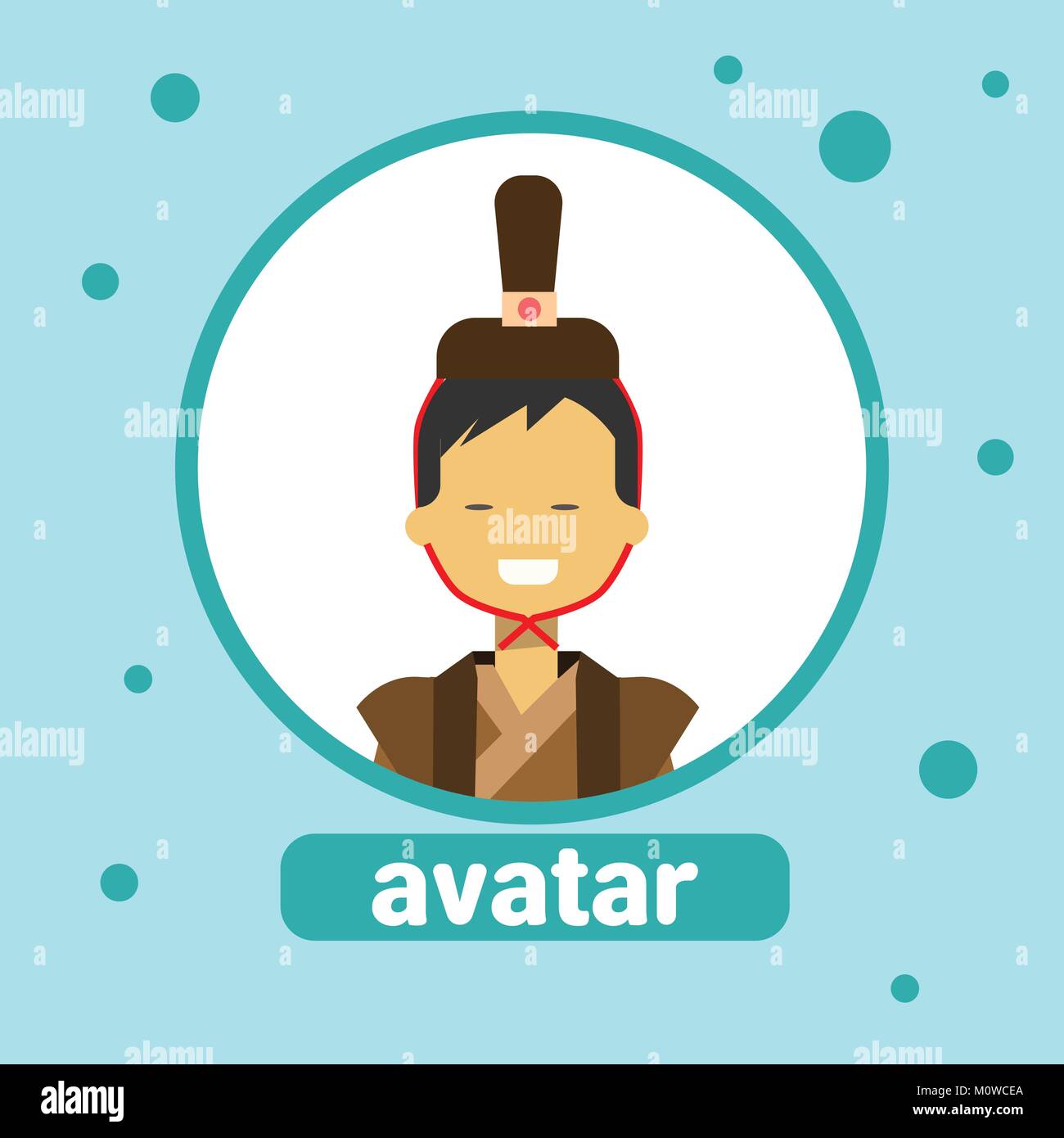 L'Homme asiatique Icône Avatar mâle coréen en costume traditionnel Portrait de profil Illustration de Vecteur