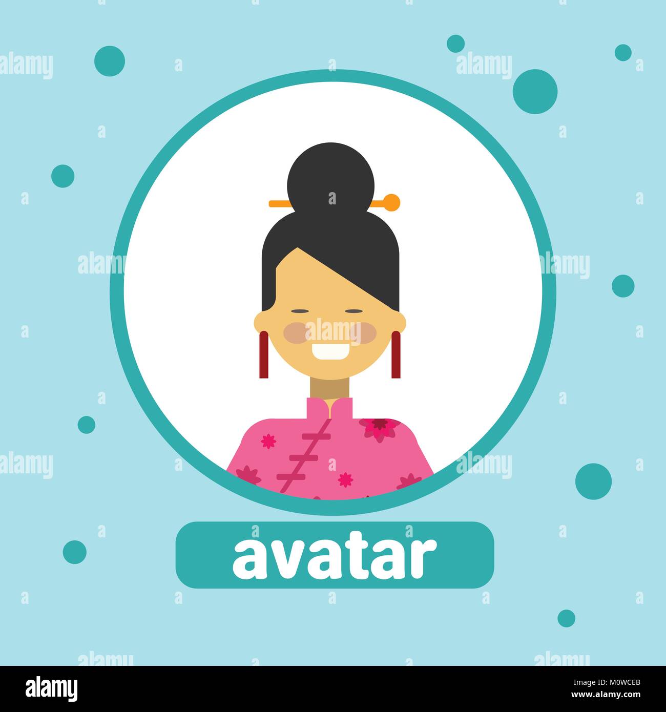 Icône Avatar Femme Asiatique Femme en costume traditionnel chinois Portrait de profil Illustration de Vecteur