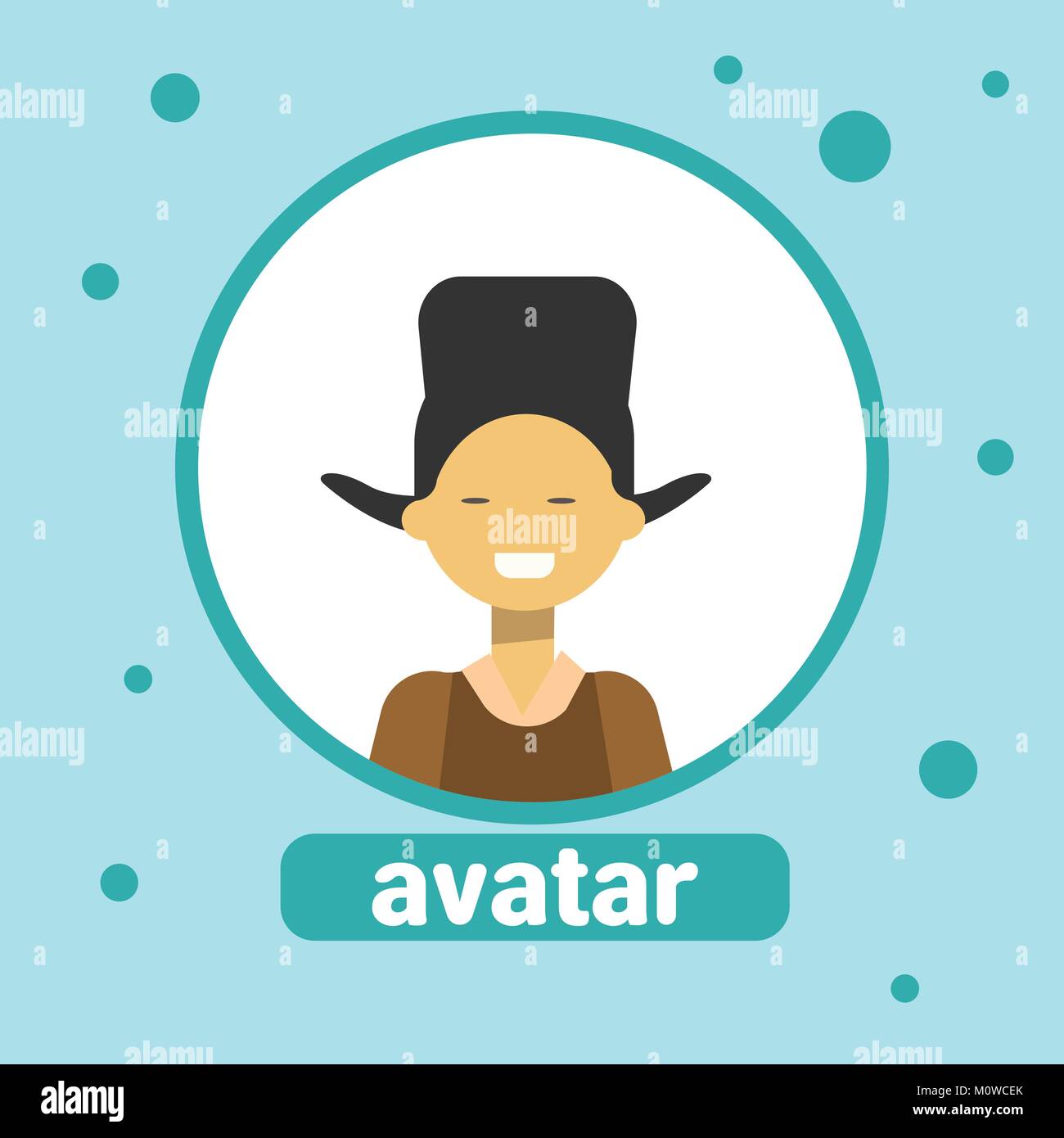 L'Homme asiatique Icône Avatar mâle mongole en costume traditionnel Portrait de profil Illustration de Vecteur