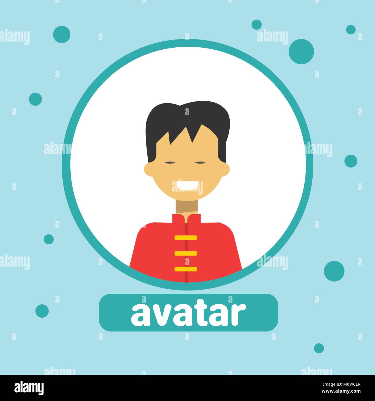 L'Homme asiatique Icône Avatar mâle chinois en costume traditionnel Portrait de profil Illustration de Vecteur