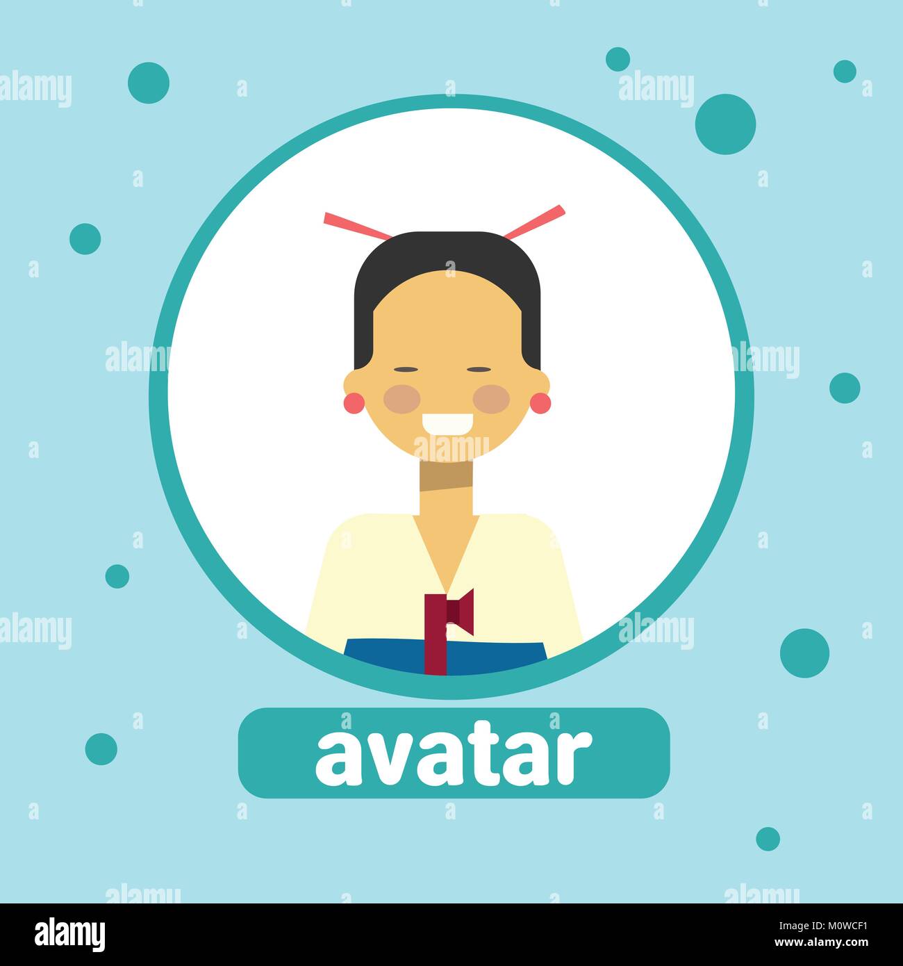 Icône Avatar Femme Asiatique femmes japonaises en costume traditionnel Portrait de profil Illustration de Vecteur