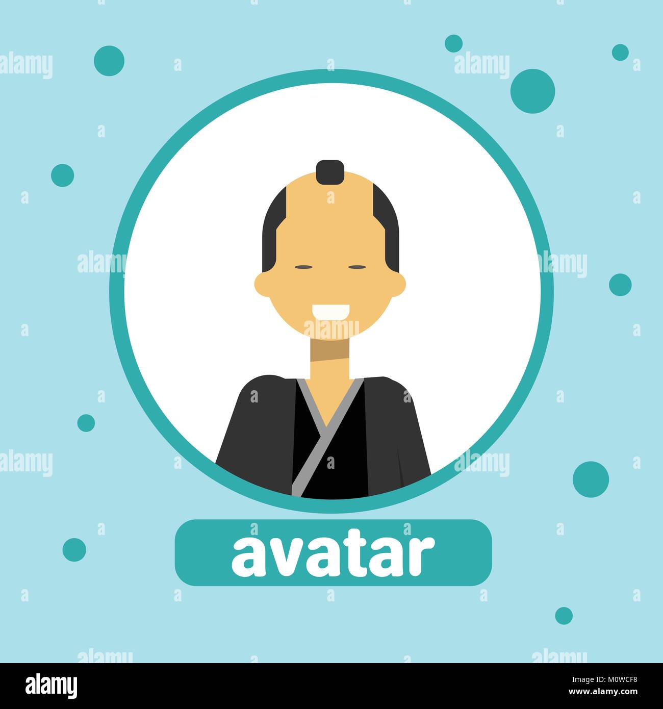 L'Homme asiatique Icône Avatar mâle japonais en costume traditionnel Portrait de profil Illustration de Vecteur