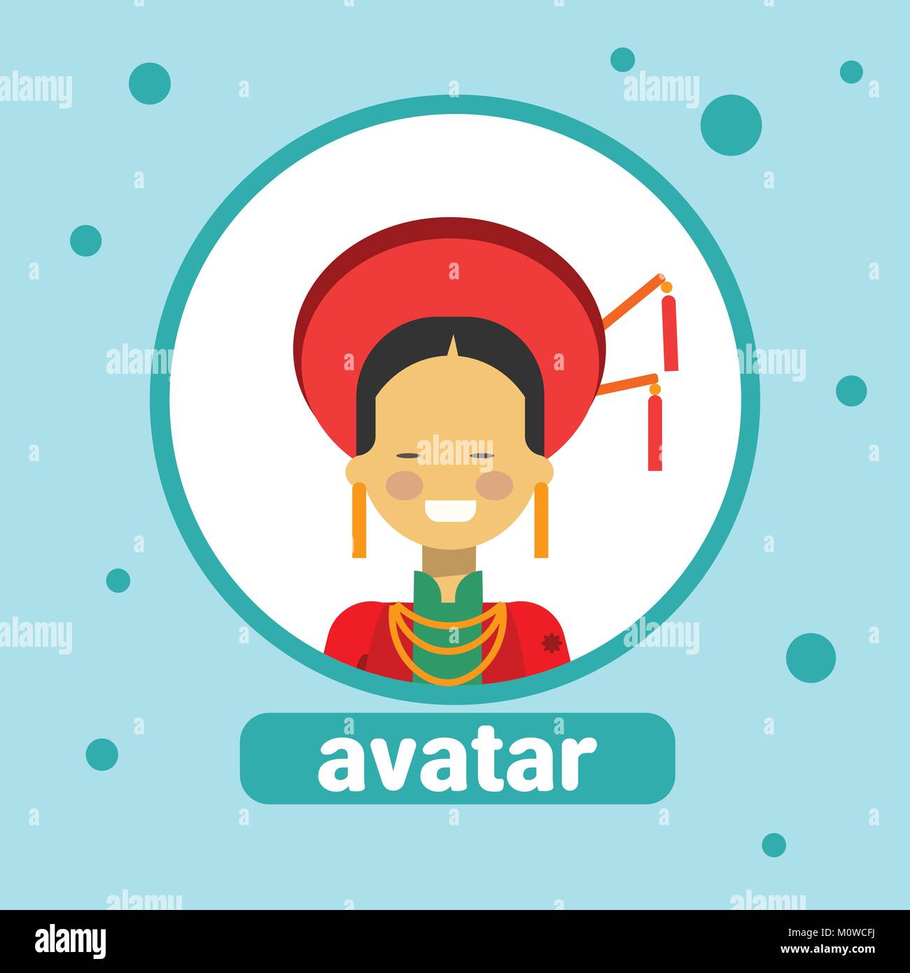 Icône Avatar Femme Asiatique femme thaïlandaise en costume traditionnel Portrait de profil Illustration de Vecteur