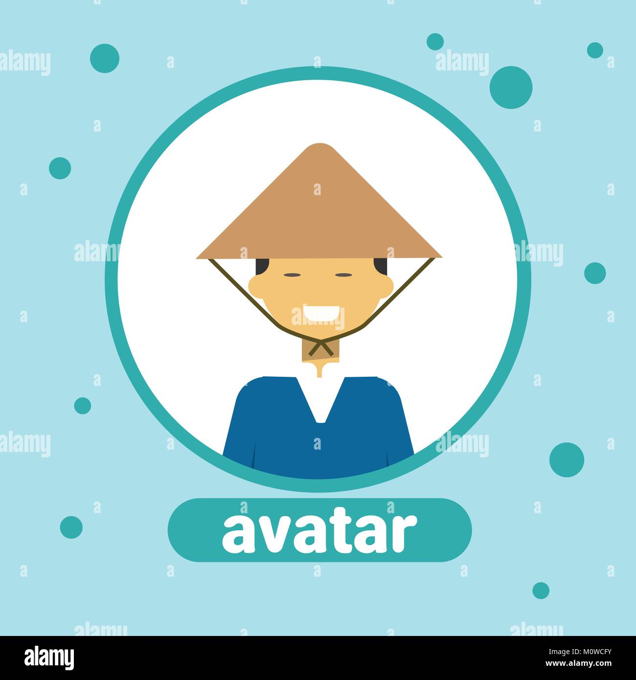 L'Homme asiatique Icône Avatar mâle vietnamiens en costume traditionnel Portrait de profil Illustration de Vecteur