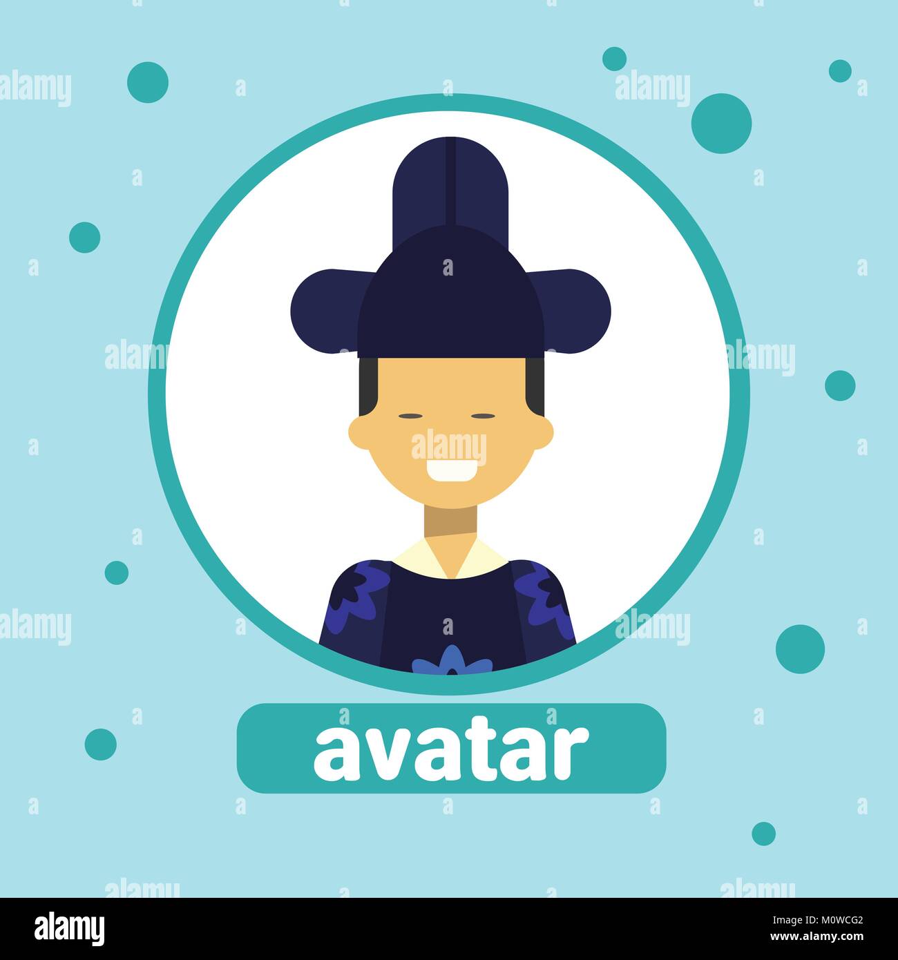 L'Homme asiatique Icône Avatar mâle coréen en costume traditionnel Portrait de profil Illustration de Vecteur