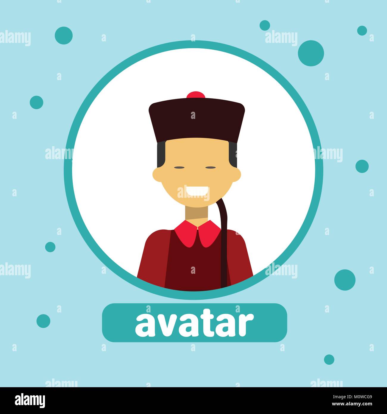 Icône Avatar Femme Asiatique femme mongole en costume traditionnel Portrait de profil Illustration de Vecteur