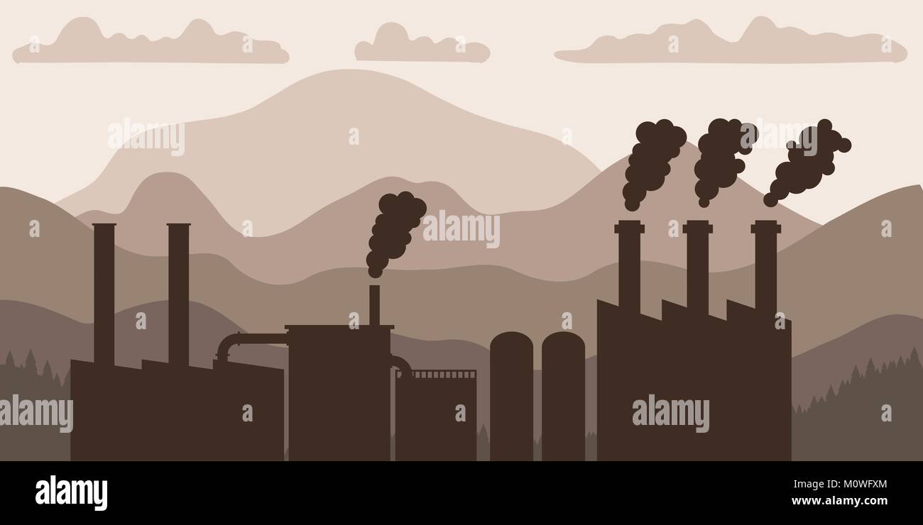 La pollution de l'usine usine industrielle - vecteur d'ossature avec ...