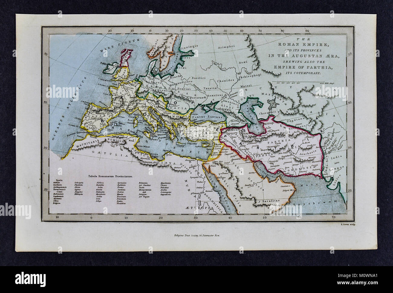 1799 Bible Tract Society Site - l'Empire romain et de ses provinces à l'ère d'Auguste Banque D'Images