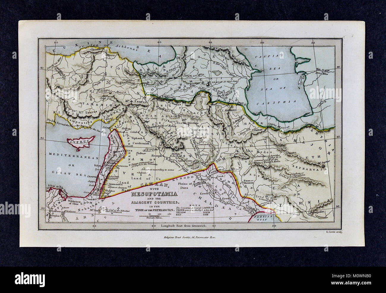 1799 Bible Tract Society Site - Canaan avec la Mésopotamie et Moyen Orient dans l'époque des Patriarches Ancien Testament Banque D'Images