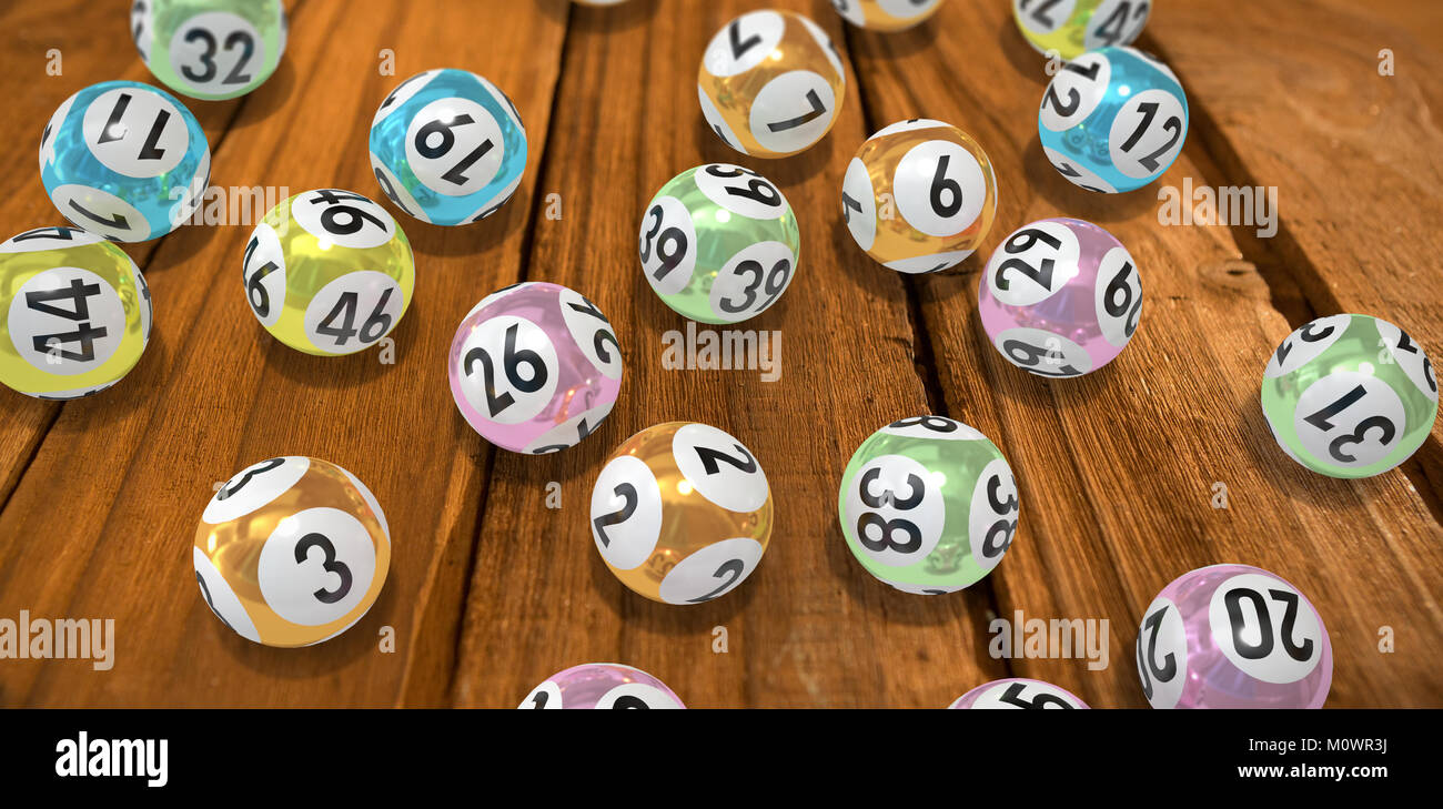 Boules de loto et billets de loterie avec numéros illustration de rendu