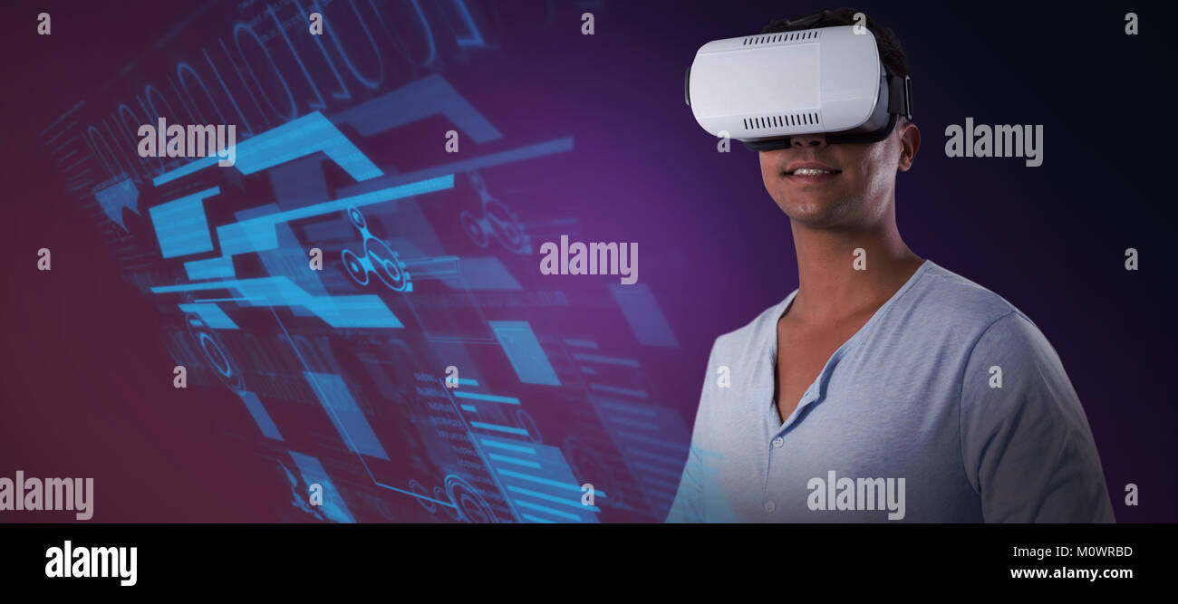 Image de l'homme composite à l'aide de casque de réalité virtuelle Banque D'Images