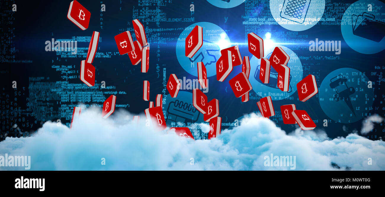 Image composite du numérique dans l'image générée de fluffy clouds Banque D'Images