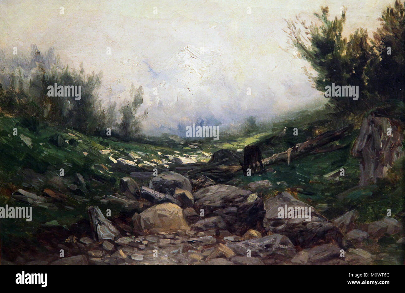 Paysage de montagne par Carlos De Haes (1829-1898 Carlos Sebastián Pedro Hubert De Haes) Banque D'Images