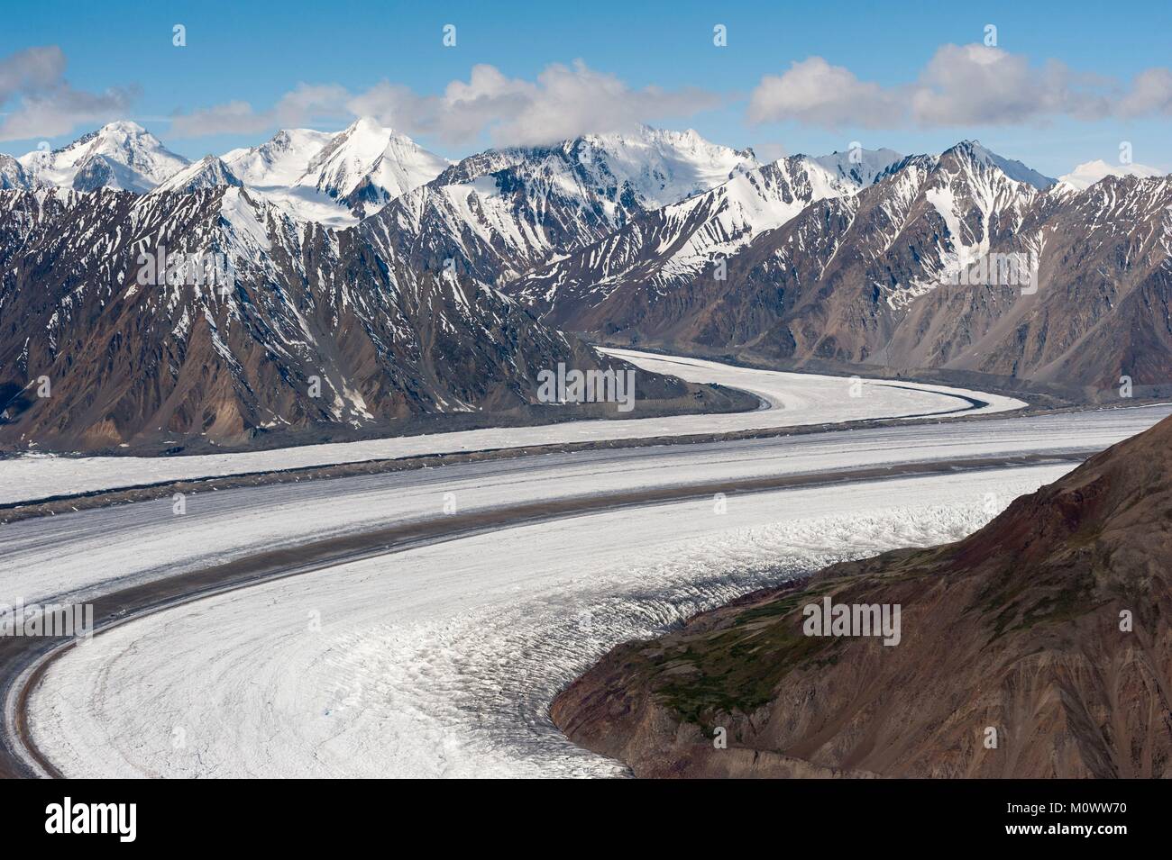 Le Canada, Territoire du Yukon,Parc national et réserve de parc national (vue aérienne),glacier Kaskawulsh Banque D'Images