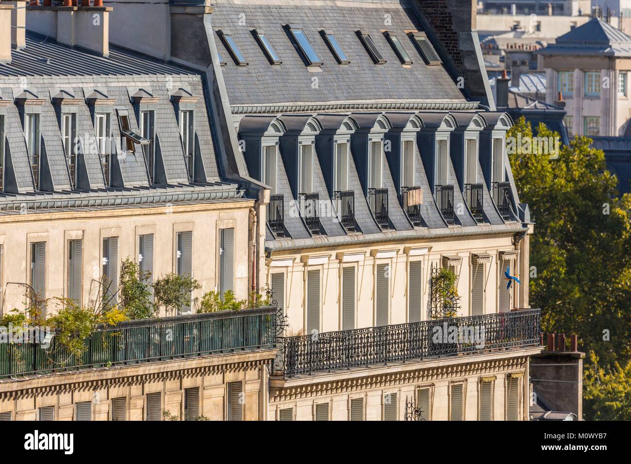France,Paris,immeubles haussmannien Banque D'Images