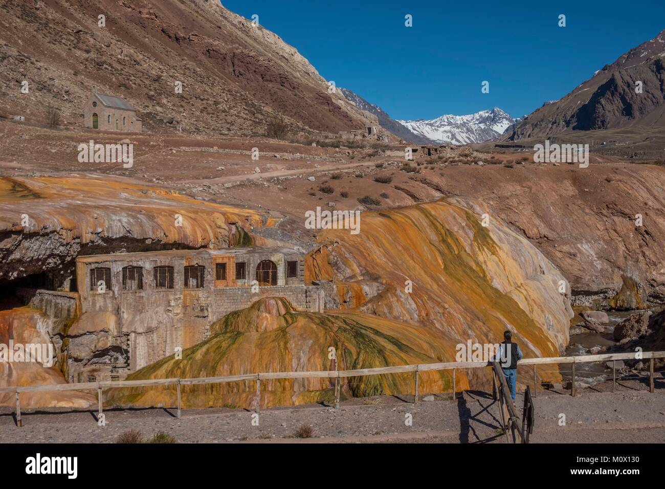 Argentine, Province de Mendoza, le Parc Provincial Aconcagua,Central Andes,pont Inca,Puente del Inca,pont naturel sur le Rio de las Cuevas Banque D'Images