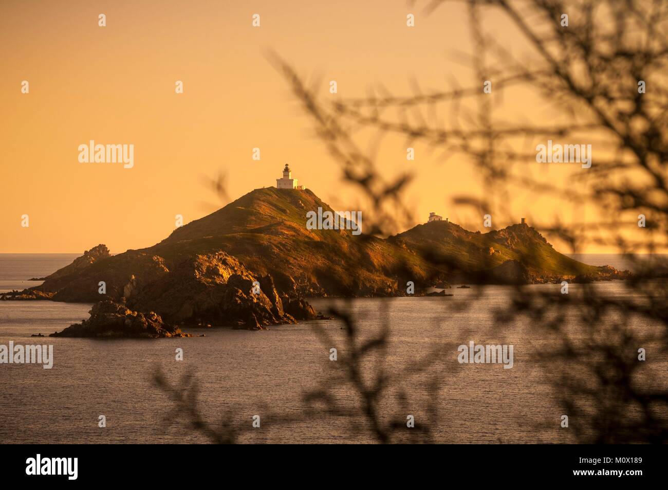 France,Corse du Sud,Golfe d'Ajaccio, les îles Sanguinaires de la péninsule de Parata Banque D'Images