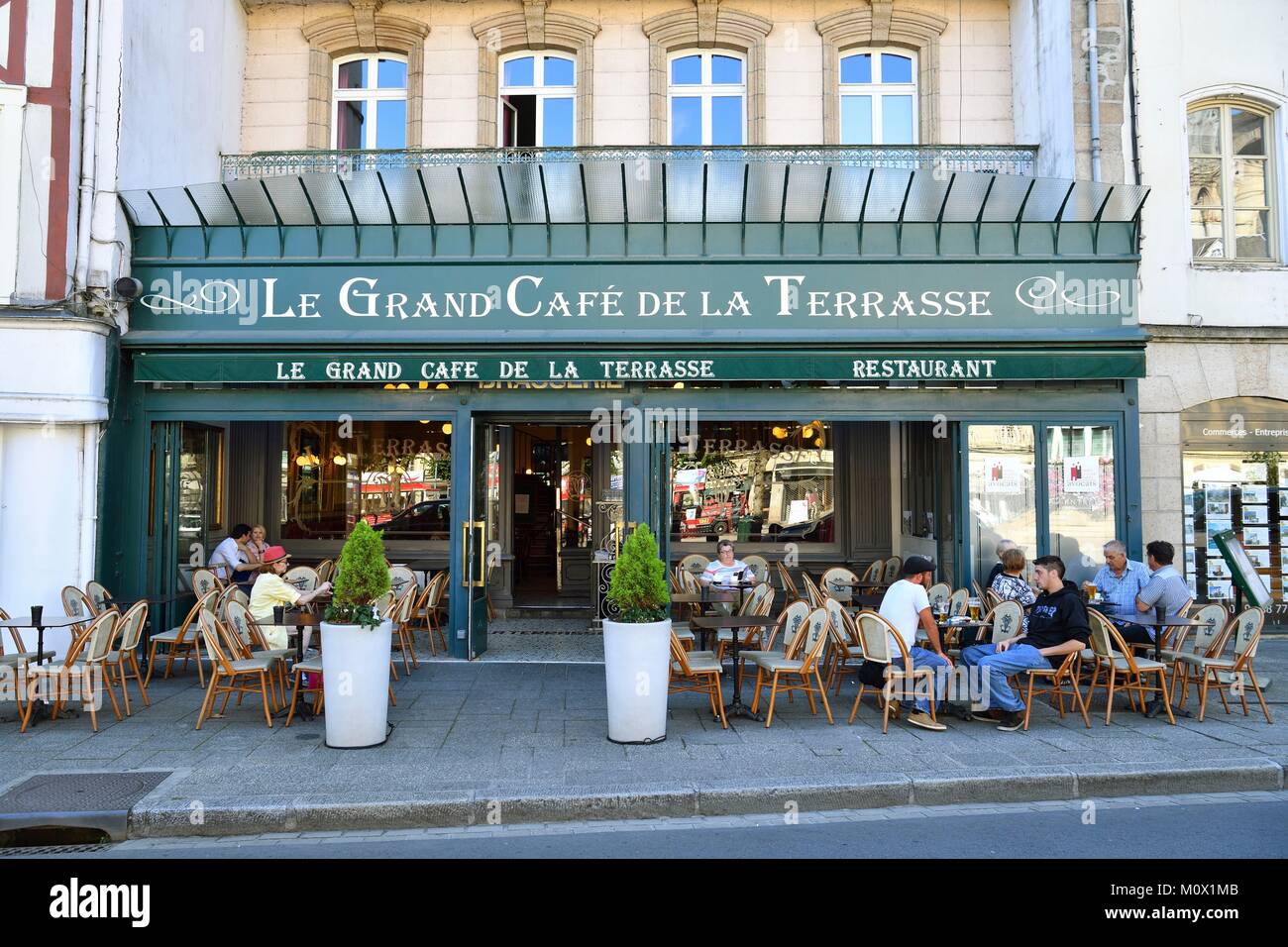 France,Finistère, Morlaix, place des Otages,Le Grand Cafe de la Terrasse Banque D'Images