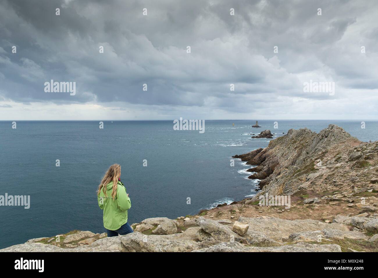 France,Finistere,Parc Naturel d'Armorique,Parc Naturel marin d'Iroise, Cap Sizun,Plogoff,raz énumérées point Grand Site National Banque D'Images