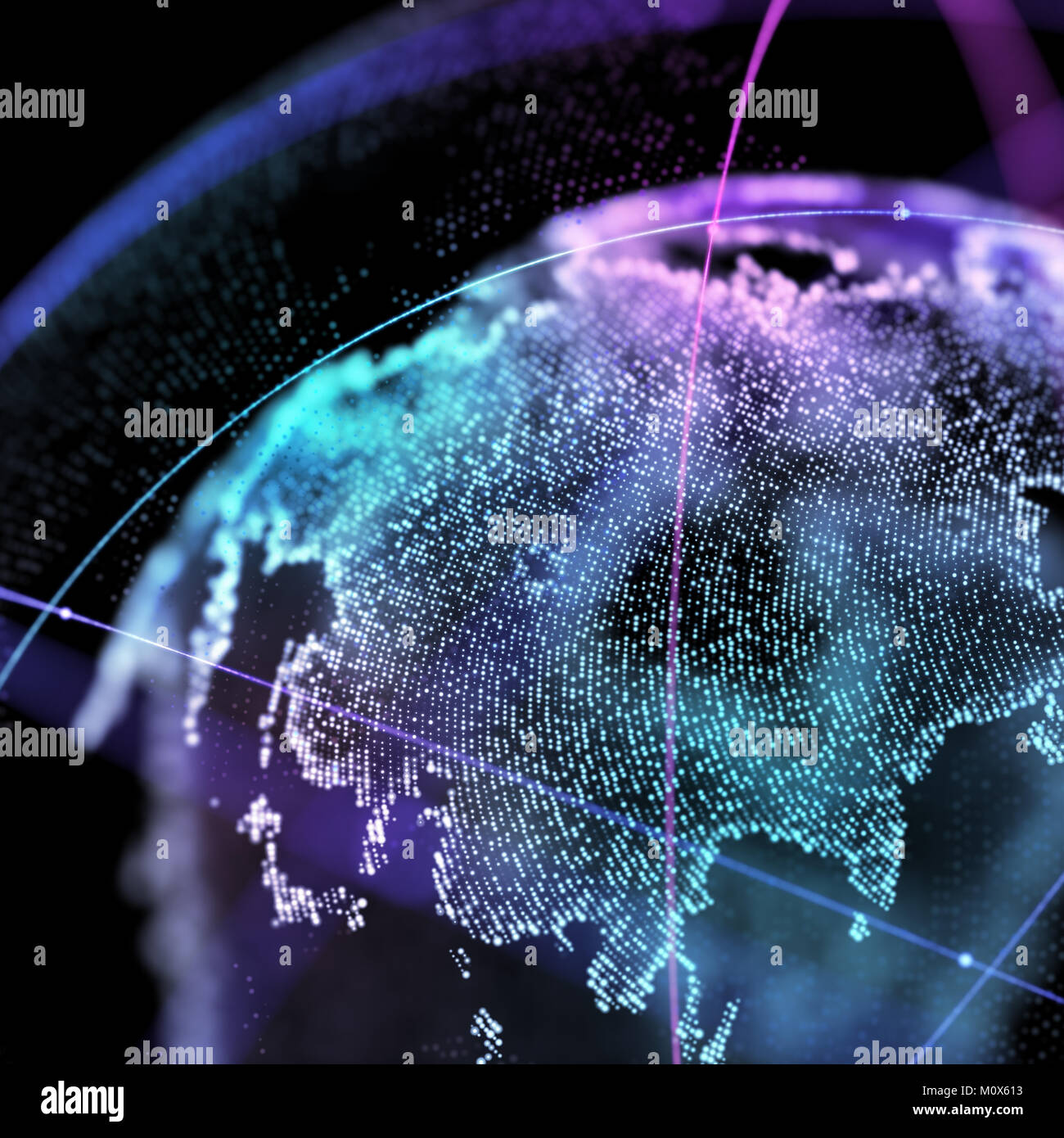 Sex in global communication orbites dans le monde d'affichage à l'espace sombre arrière-plan. 3d illustration Banque D'Images