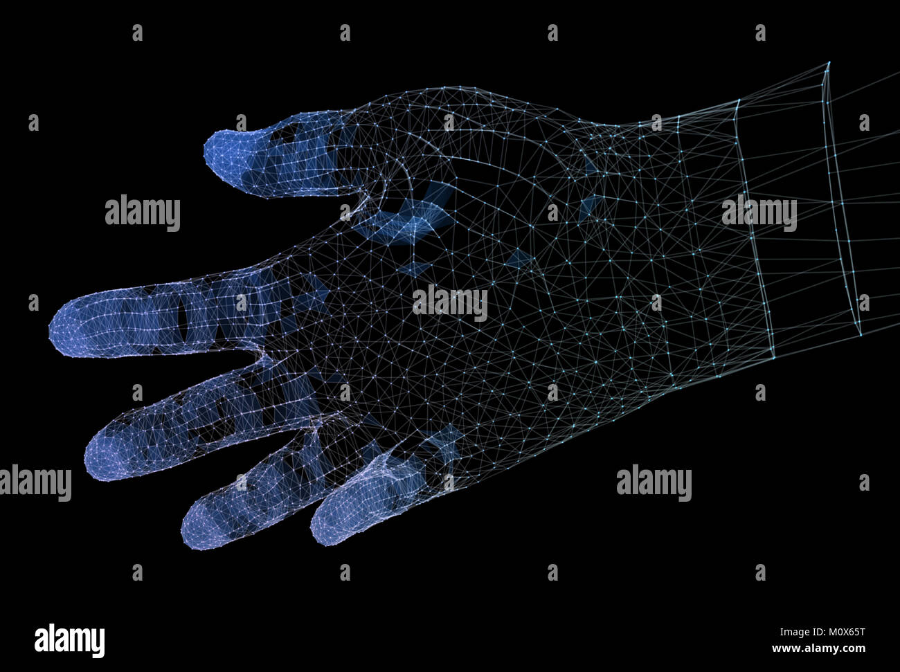 Mains connexions réseau, sens de la technologie 3d illustration. Banque D'Images