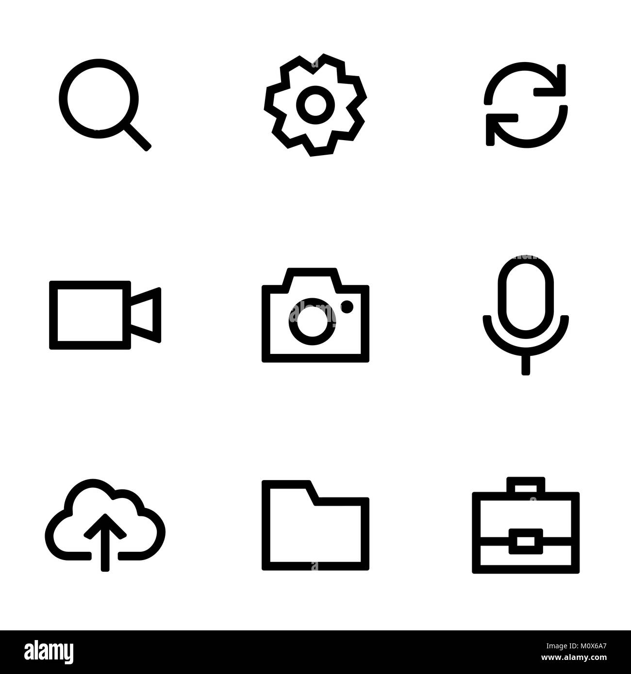 Ensemble d'icônes pour la conception de l'interface utilisateur de style simple. Illustration de Vecteur