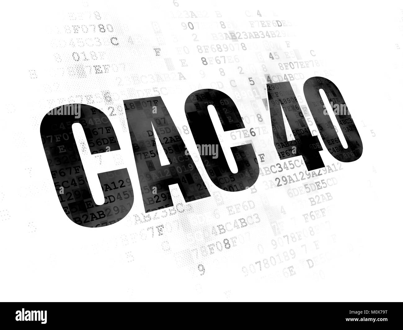 Concept : les indices boursiers CAC 40 Pixelated texte noir sur fond numérique Banque D'Images
