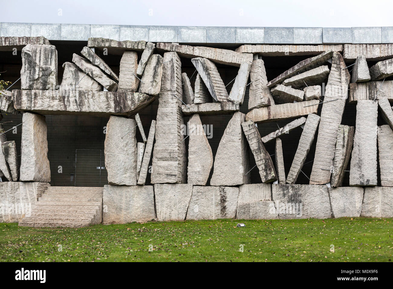 L'architecture, de style contemporain, SGAE Siège / Fondation Autor, d'Anton Garcia Abril, Park Vista Alegre-Finca,Siméon Saint Jacques de Compostelle. Banque D'Images