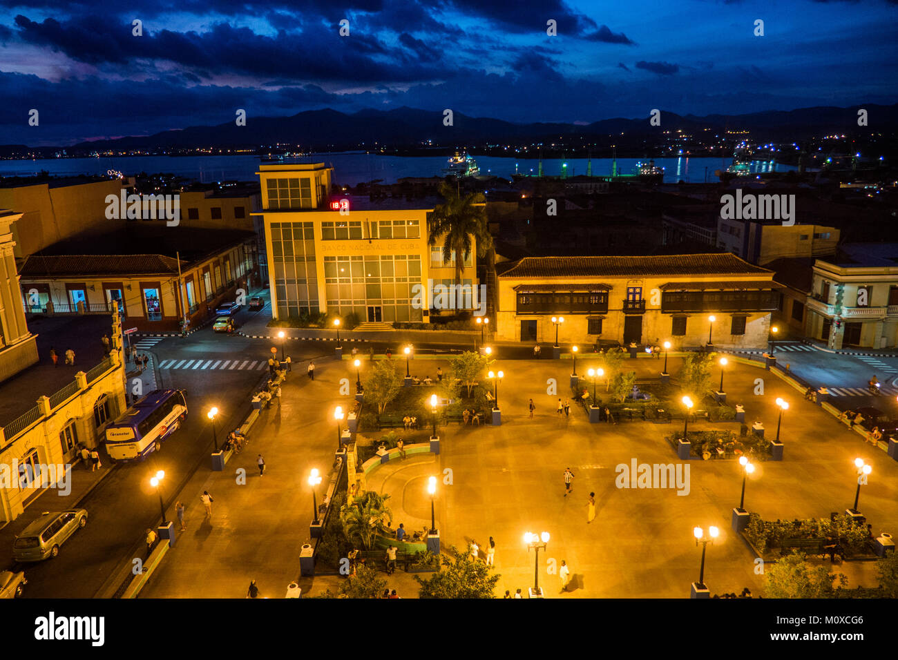 Cespedes Park et la ville de Santiago de Cuba Banque D'Images