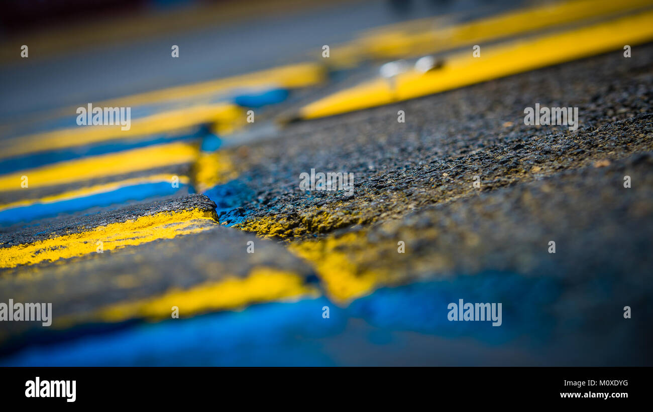 Bordures rugueuses sur la voie à pied du 2017 Le Mans 24 Heures au circuit de la Sarthe, le vendredi 16 juin 2017. Photo : Ian Skelton Banque D'Images