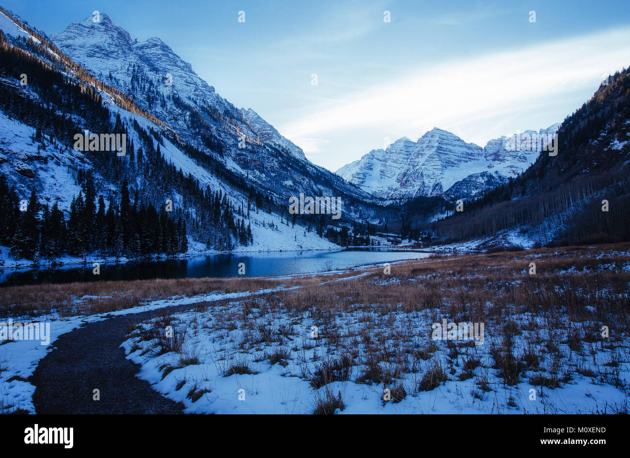 Maroon Bells en hiver Banque D'Images