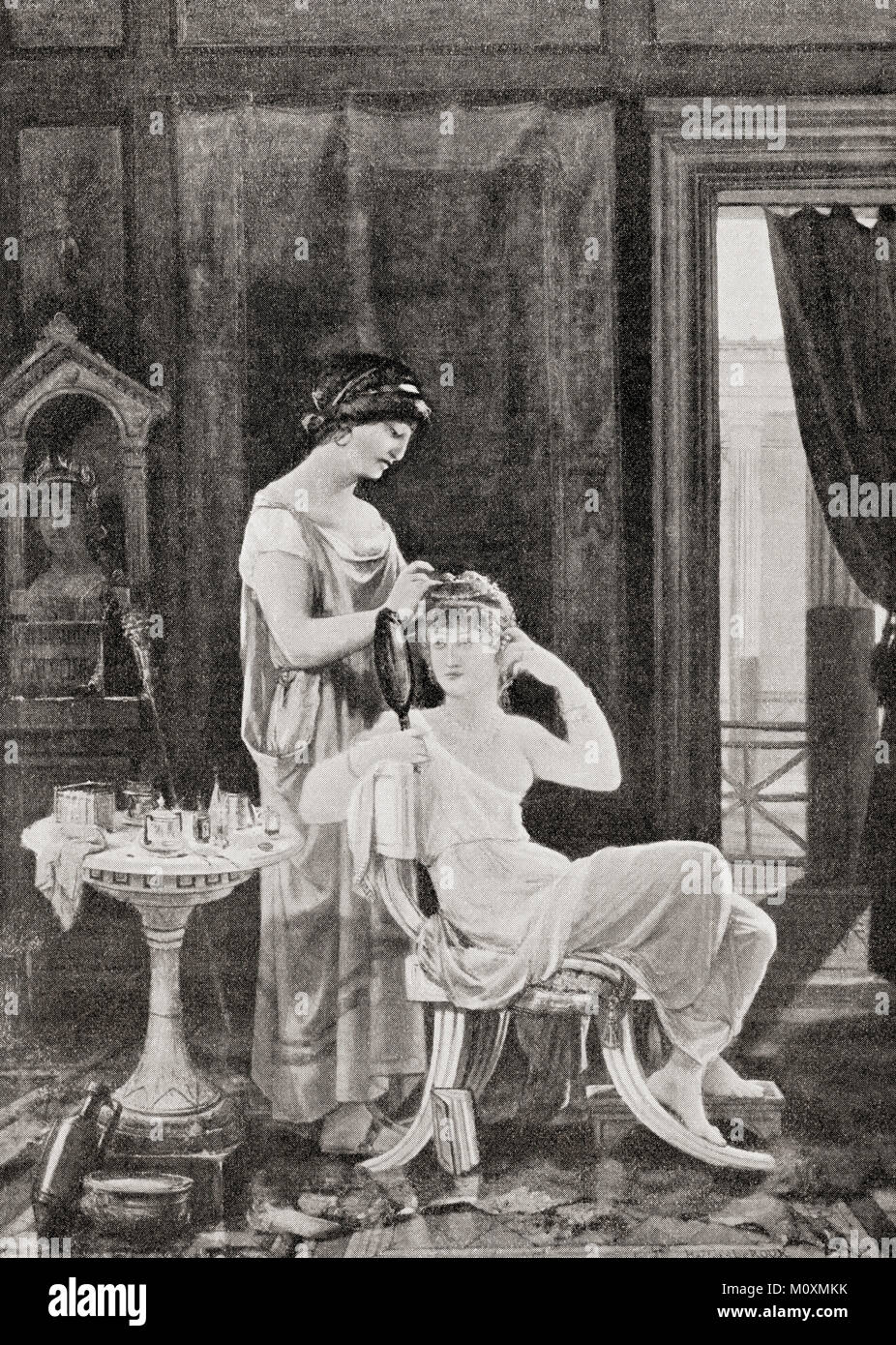 La toilette d'une dame royale dans l'ancienne Rome. L'histoire de Hutchinson de l'ONU, publié en 1915. Banque D'Images