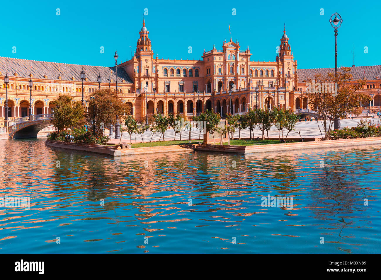 Plaza de Espana à journée ensoleillée à Séville, Espagne Banque D'Images