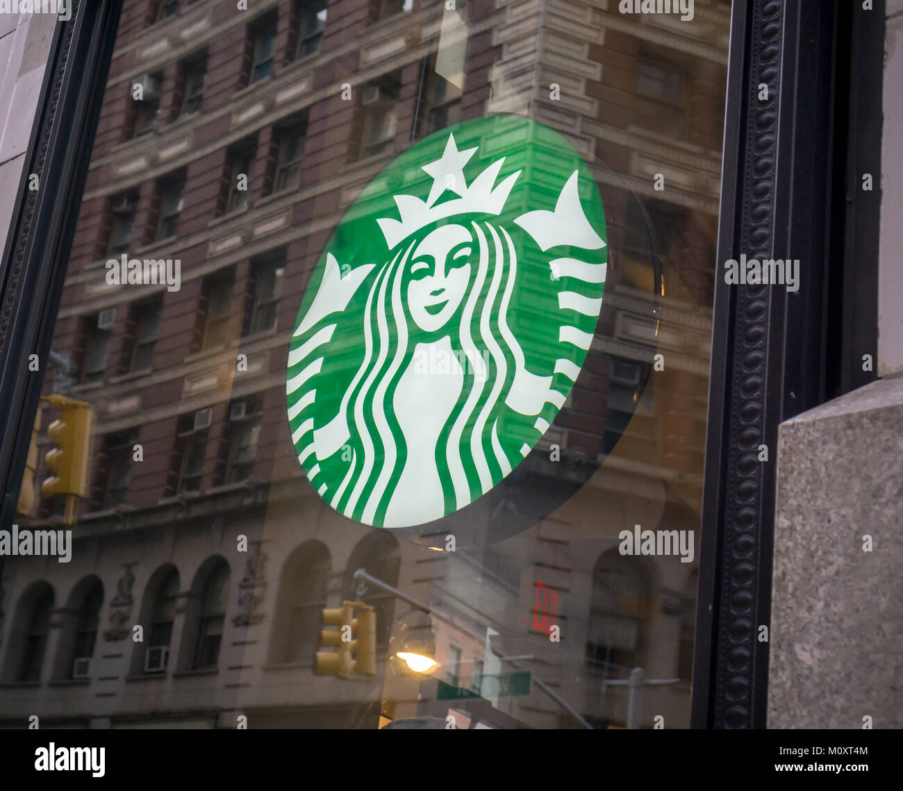 Un café Starbucks dans Chelsea à New York, le samedi 20 janvier, 2018. (Â© Richard B. Levine) Banque D'Images