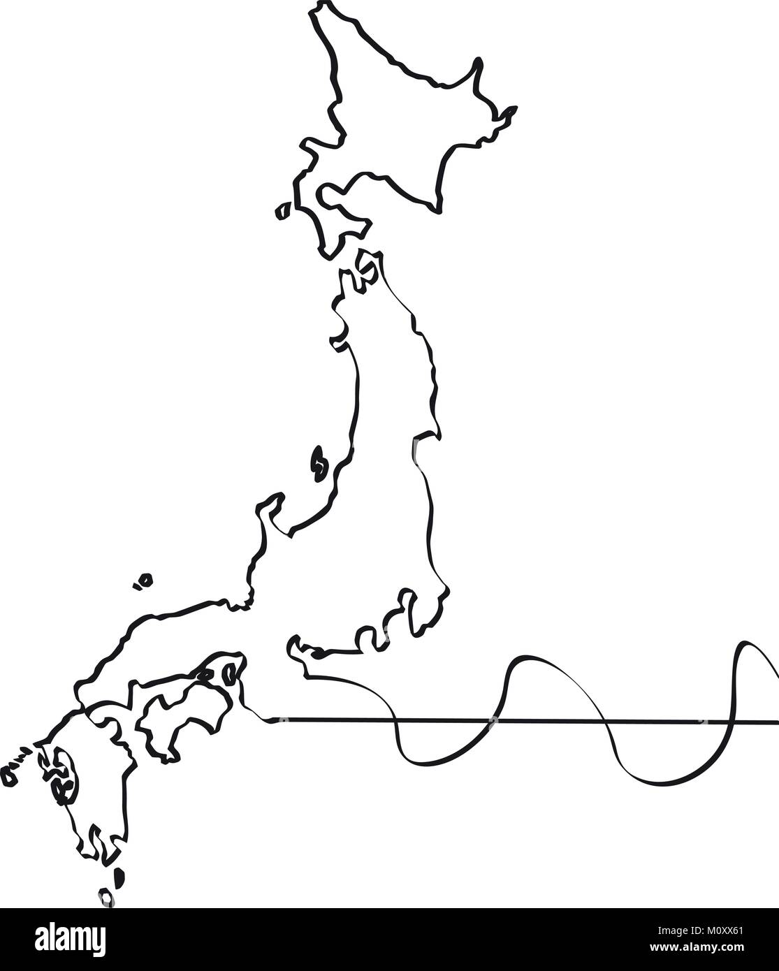 La carte du Japon. Ligne continue Illustration de Vecteur