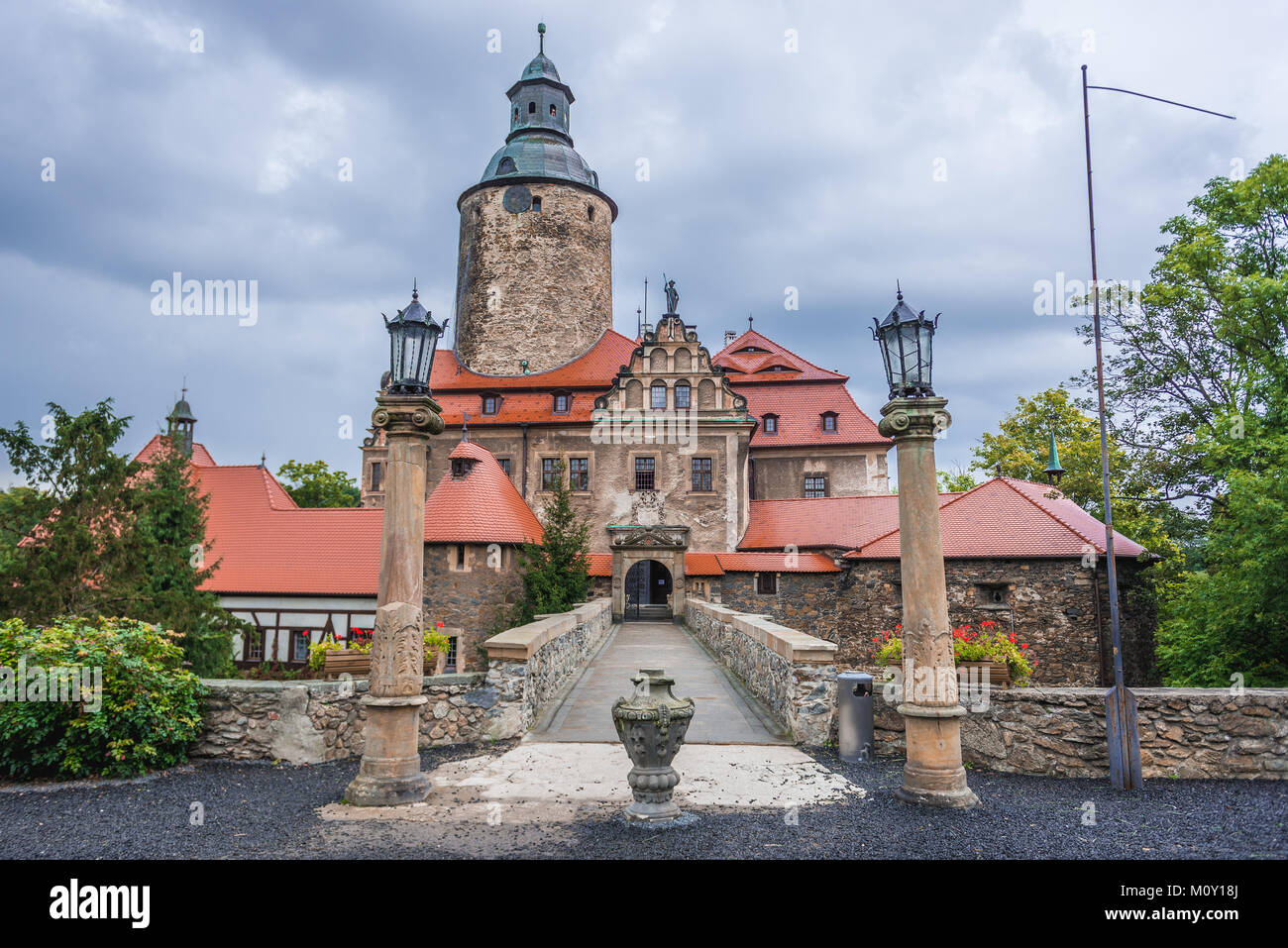 Château Czocha défensive à Sucha village, Basse-silésie de Pologne Banque D'Images