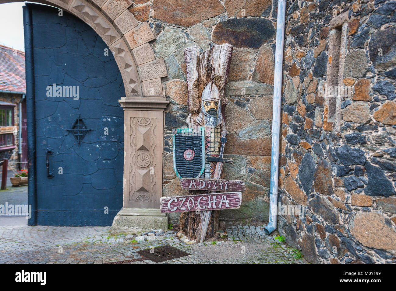 Entrée au château Czocha défensive à Sucha village, Basse-silésie de Pologne Banque D'Images