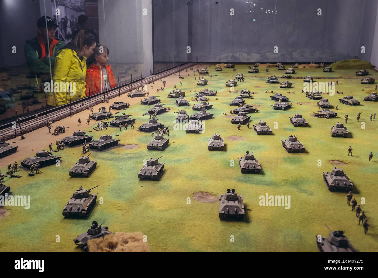 Modèle de la bataille de Koursk, la plus grande bataille de chars de la Seconde Guerre mondiale au musée de bunker Mamerki complexe dans la région de la Mazurie Pologne Banque D'Images